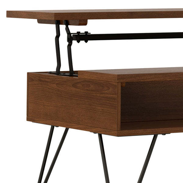 English Elm Hunter Lift Top Coffee Table with Spacious Storage, Solid Wood Veneer Finish, Handcrafted Durability Walnut B136P203459