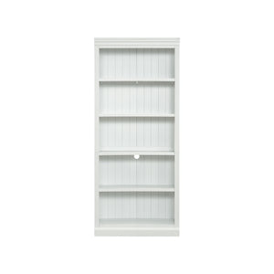 English Elm 83.4" 5-Tier Wood Bookcase White - Tall Modern Storage Shelf with Adjustable Shelves, Cable Hole, 55lb Capacity N751S191961K