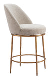 Nordhavn Swivel Counter Stool Beige & Gold 110272 Zuo Modern