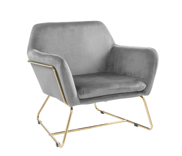 English Elm Kyra Velvet Accent Chair with Gold Metal Legs for Glam Living Room Decor Gray B2749P413225
