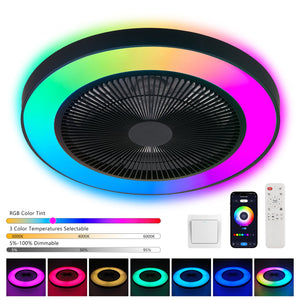 English Elm 19-inch Smart Rgb Led Ceiling Fan with Dc Motor App Control for Modern Living Spaces W1340P310784