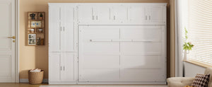 English Elm Queen Murphy Wall Bed with Integrated Wardrobe and Drawers for Studio Spaces LP000876AAK