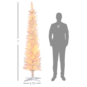 English Elm Pencil Slim Flocked Christmas Tree 6 Ft Snow Dusted Artificial with Sturdy Metal Base T3971P416740