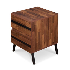 English Elm Karine Walnut & Black Finish Accent Table with 2 Drawers, Modern Wood Frame, Metal Legs, Storage elegante B2726P263839