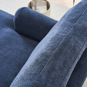 English Elm Modern Mid-Century Oversized Chaise Lounger Sofa Bed with Solid Wood Legs, Deep Seat Comfort Sleeper Blue W2363S00067