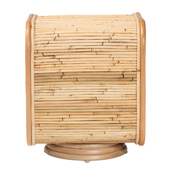 English Elm Bohemian Woven Rattan Open Shelf Nightstand with Tapered Legs for Bedroom Decor B2750P420404
