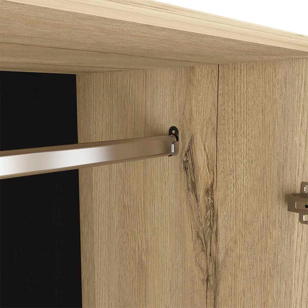 English Elm Eureka Light Oak Three-Door Armoire with Two Drawers, Closet Rod & Adjustable Shelves 70.8"H B128S00084