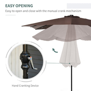 English Elm Outsunny 9' X 7' Solar Led Patio Umbrella With Tilt & Crank For Ultimate Outdoor Comfort & Style W2225P217591-GIGA