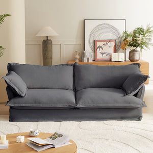 English Elm 87.4'' Modern Comfy Upholstered Sofa Cloud Couch - Deep Seat, Removable Washable Covers, Plush Dark Gray W2357P272956