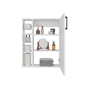 English Elm Rosemont Sliding Door Wall Cabinet White Finish Adjustable Shelves Bathroom Storage B092P390616