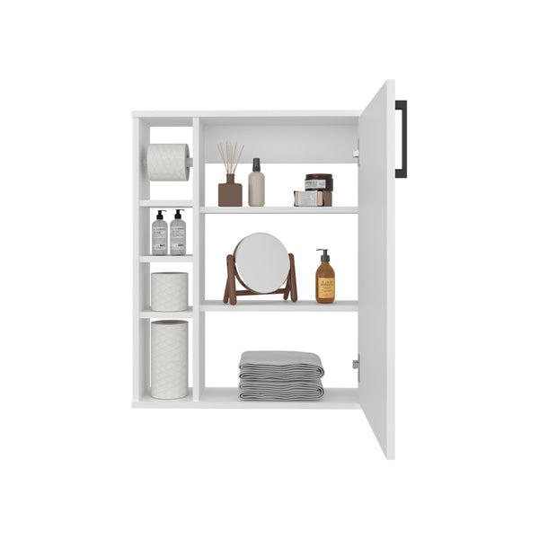 English Elm Rosemont Sliding Door Wall Cabinet White Finish Adjustable Shelves Bathroom Storage B092P390616