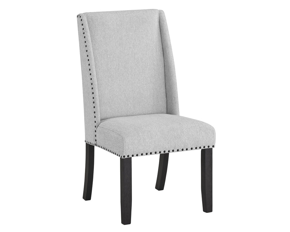 English Elm Modern Light Gray Upholstered Dining Chair Set of 2 — Black Wood Legs, Nailhead Trim, Comfortable Breathable Fabric Seating B011P196922
