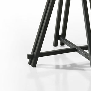 English Elm 47"W Rustic Round Dining Table with Distressed Oak Top & Industrial Metal Base for Entertaining B016S00039