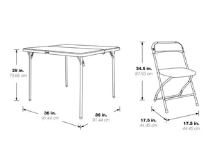 OSP Home Furnishings 5 Piece Folding Dining Set with Resin Top and Steel Frame for Indoor Outdoor Hosting PCT-05