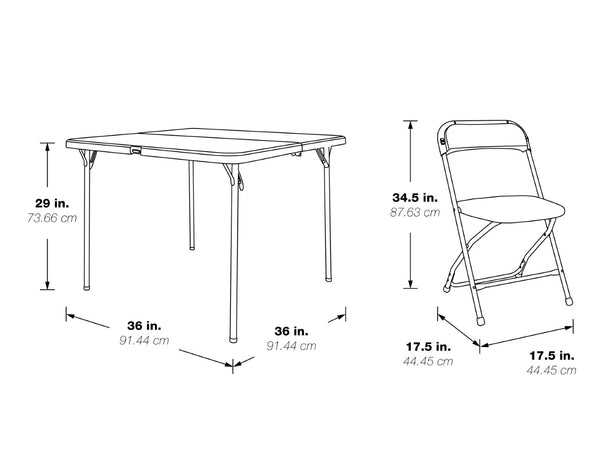OSP Home Furnishings 5 Piece Folding Dining Set with Resin Top and Steel Frame for Indoor Outdoor Hosting PCT-05