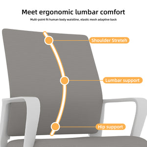 English Elm Minimalist breathable mesh office chair with curved support, cushioned seat, stable iron frame for long workdays White+gray W1935P338541