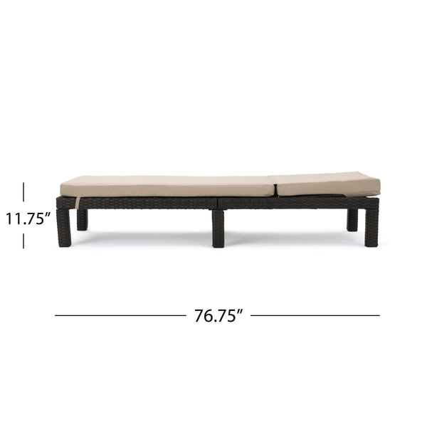 English Elm Christopher Knight Home® - PUERTA Chaise Lounge with Water-Repellent Beige Cushion, Dark Brown PE Rattan Frame, All-Season Comfort N775P247421B