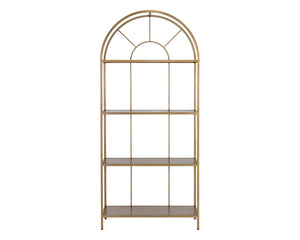 Sunpan Alcove Bookcase - Elegant Arched Design with Four Shelves, Crafted from Durable Steel Frame, Unique Style Gold