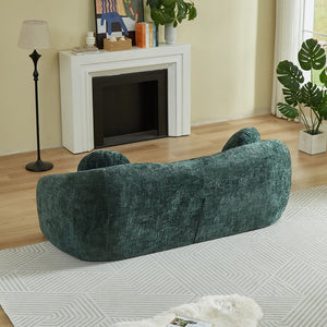 English Elm 86-inch Curved Chenille Convertible Sofa Recliner Frameless Folding Two-seater for Living Room Green W3505P452833