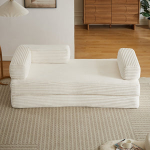 English Elm Loveseat Cloud Sectional Sofa with Corduroy Upholstery Plush Sponge Core Modular Design Beige W2339P411913