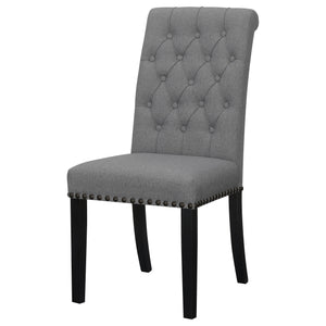 English Elm 2pc Plush Button-Tufted High Back Dining Chairs with Rolled Top, Nailhead Trim and Tapered Legs Espresso,Gray 42.5 L x 13 W x 19.25 H B011P311395