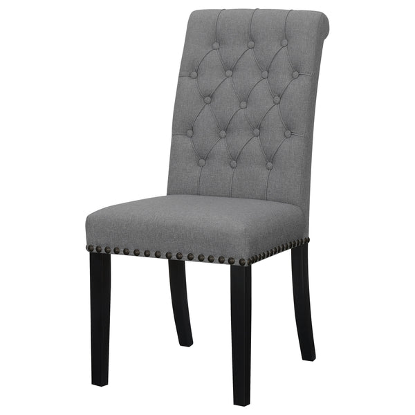 English Elm 2pc Plush Button-Tufted High Back Dining Chairs with Rolled Top, Nailhead Trim and Tapered Legs Espresso,Gray 42.5 L x 13 W x 19.25 H B011P311395