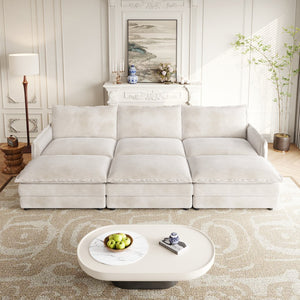 English Elm Corduroy 3-Seater Oversized Cloud Sofa With Movable Footrests - Deep, Cozy Seating For Any Space W834S00442