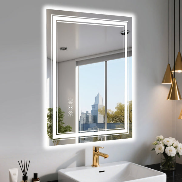 English Elm 28X36 Inch Frameless Led Smart Bathroom Mirror With Adjustable Lighting & Anti-Fog Features T3757P347016