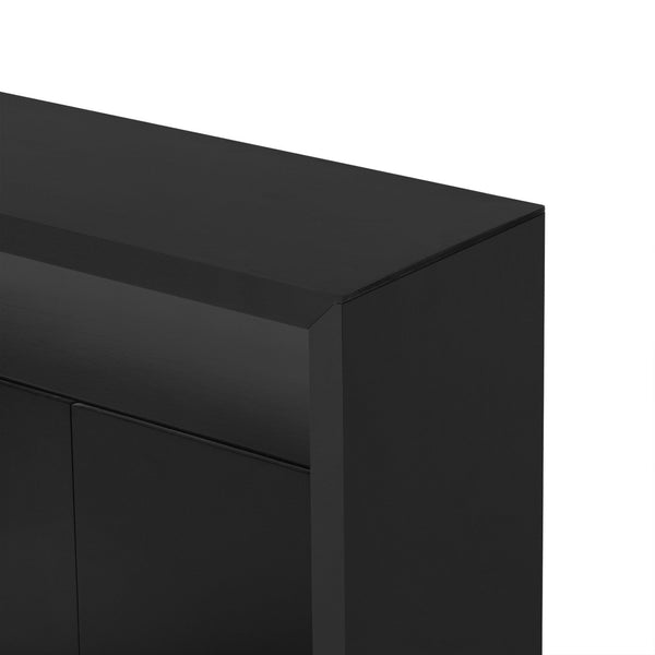 English Elm U_Style 60" Modern Minimalist Sideboard - Solid Wood Veneer Storage Console With Open Shelf Design N711P289132B-GIGA