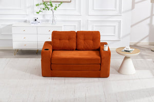 English Elm Convertible Floor Sofa Bed with Memory Foam and Ribbed Corduroy for Small Spaces Orange W395P438028
