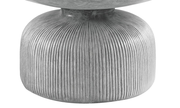 English Elm Weathered Grey Round Coffee Table - Rustic Cement Top And Pedestal Base For Timeless Living Room Style B062P209094-GIGA