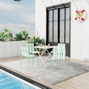 English Elm Summer 5 Piece Outdoor Dining Set Stackable Chairs Uv Resistant Pp and Metal Patio W3450S00113