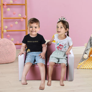 English Elm Qaba Kids 2-In-1 Sofa And Table Set - Multi-Functional Toddler Couch With Storage & Soft Seating W2225P229118-GIGA
