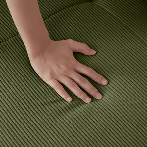 English Elm 113" Modular L-Shaped Sectional Sofa with Corduroy Upholstery, Deep Seats, Wide Arms, Ottoman Included Green W1359S00025