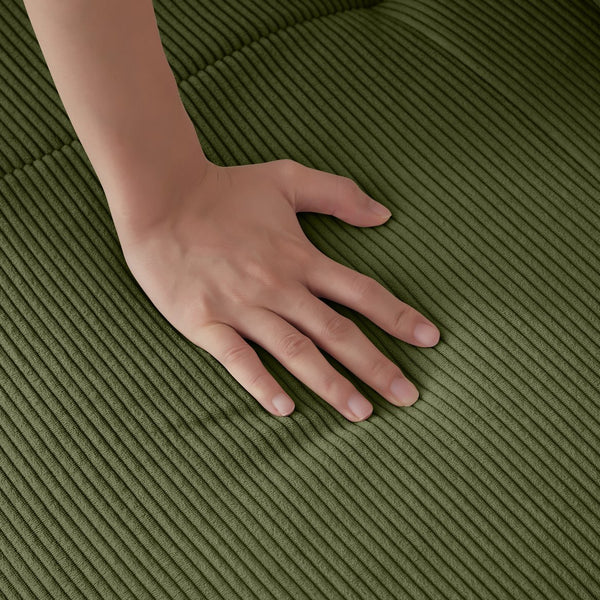 English Elm 113" Modular L-Shaped Sectional Sofa with Corduroy Upholstery, Deep Seats, Wide Arms, Ottoman Included Green W1359S00025