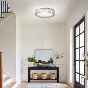 English Elm Crystal 13.8" LED Flush Mount Ceiling Light, 38W Dimmable Crystal Metal Fixture, 1271LM, 3K-5K W2312P374965