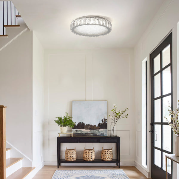 English Elm Crystal 13.8" LED Flush Mount Ceiling Light, 38W Dimmable Crystal Metal Fixture, 1271LM, 3K-5K W2312P374965