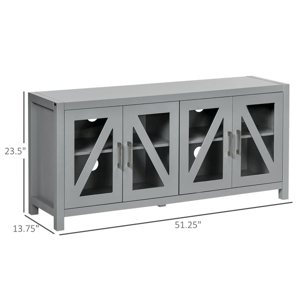 English Elm HOMCOM Compact TV Stand with Adjustable Shelves, Cable Management & Steel Frame for Small Rooms Gray W2225P229583