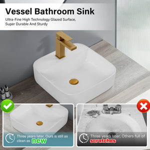 English Elm Bothwa Square Vessel Sink Vitreous Ceramic Above Counter Basin Cupc Certified B2724P262844