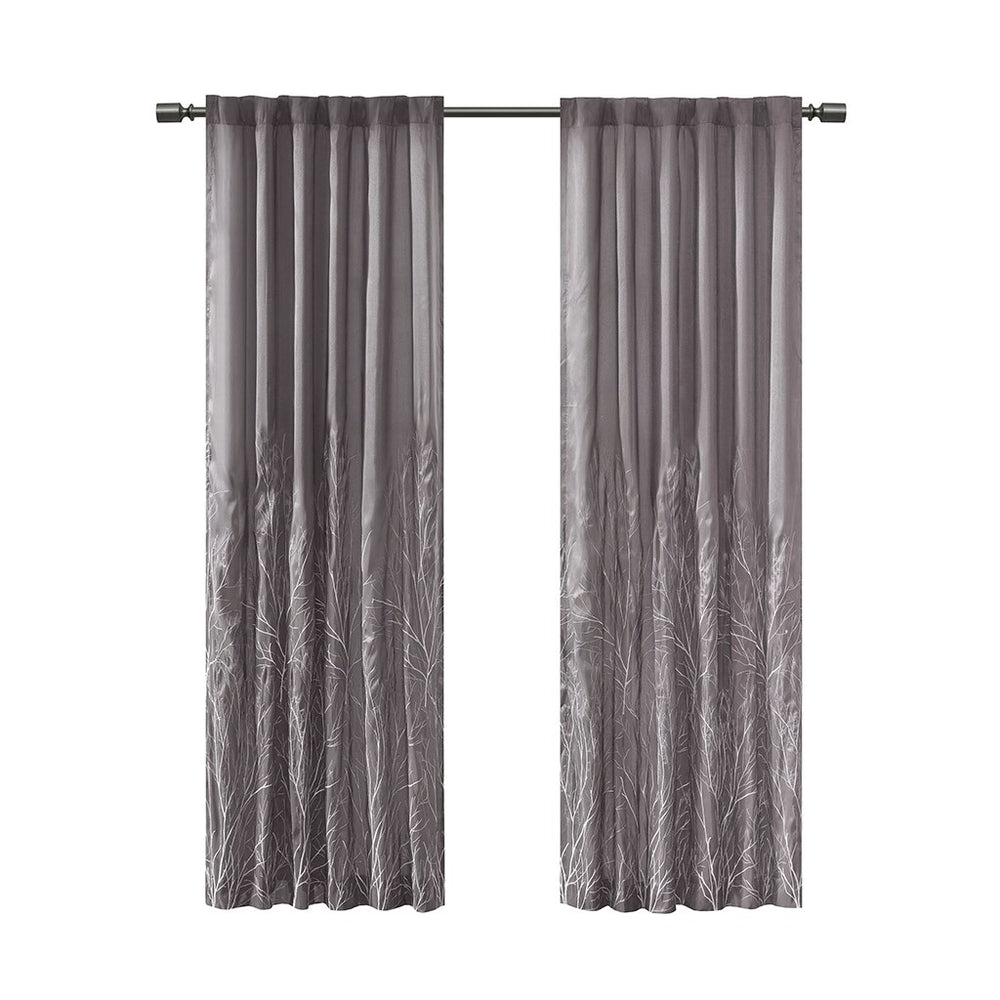 English Elm Curtain Madison Park Andora Faux Silk Embroidered Tree Branch Panel Lined Rod Pocket Back Tabs 50x84 Grey 3 L x 10.04 W x 7.09 H B03598038