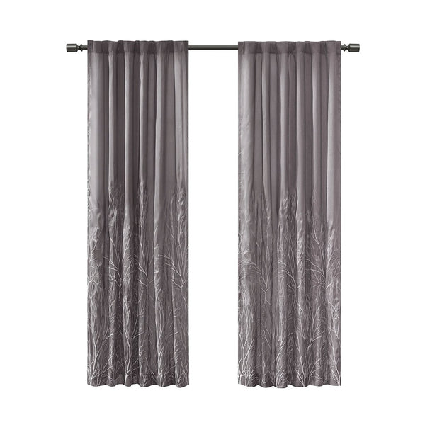 English Elm Curtain Madison Park Andora Faux Silk Embroidered Tree Branch Panel Lined Rod Pocket Back Tabs 50x84 Grey 3 L x 10.04 W x 7.09 H B03598038