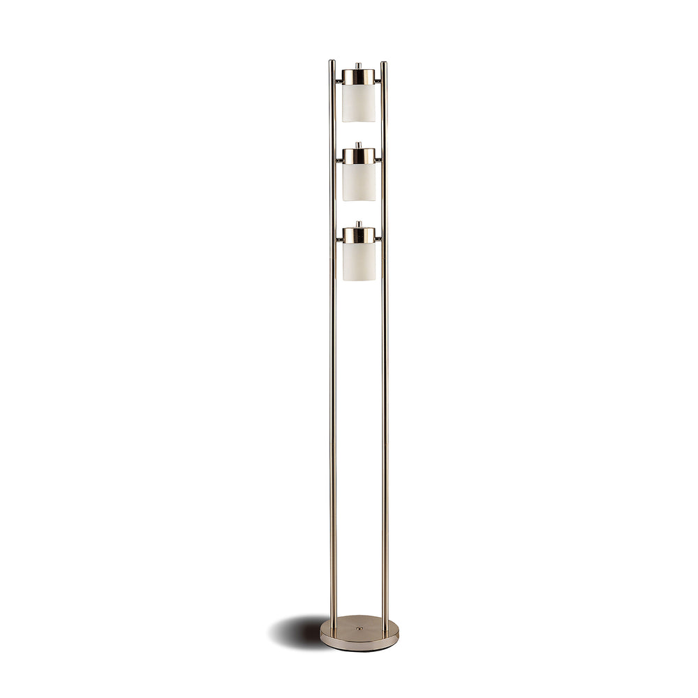 English Elm Paragon 3-Swivel Silver Floor Lamp with Frosted Glass Shades, Modern Metal Build for Versatile Lighting B062P328688