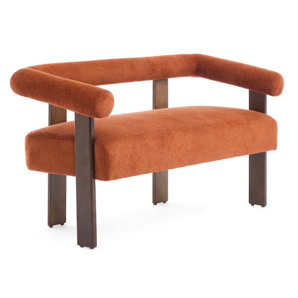 English Elm Christopher Knight Home® - Round boucle armrest loveseat with curved ergonomic design, compact cozy two-seater for small spaces and lofts Brown,Dark Orange N771P370615C