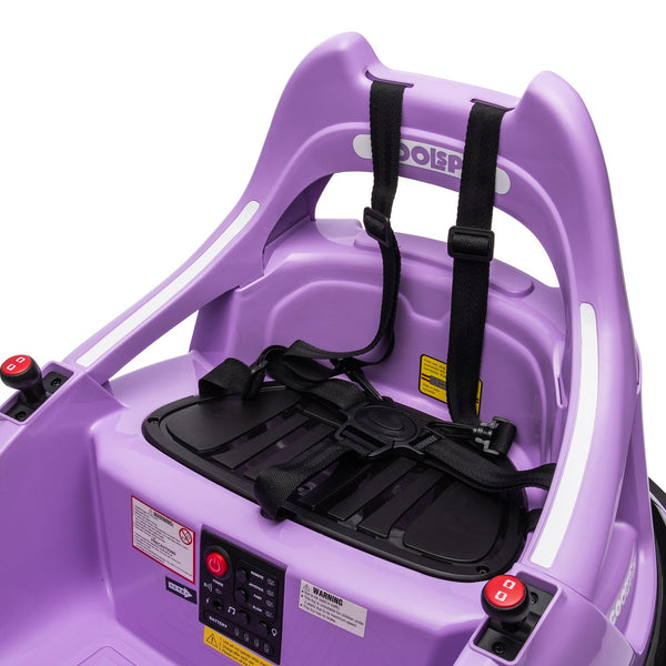 English Elm 12v Kids Ride on Bumper Car with 360 Spin Led Lights Bluetooth and Parental Remote Purple W1578P198507