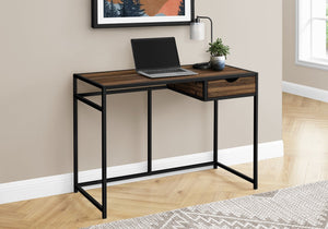 English Elm Computer Desk Compact 42" Marble-Look Laminate Top with Single Storage Drawer and Slim Metal Frame Brown 44 L x 22 W x 5 H B2710P219851
