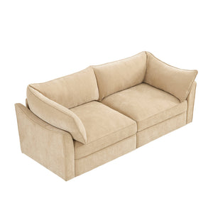English Elm 2-Seater Chenille Sofa With Storage Drawers, Wraparound Cushions, And Crescent Armrests In Wheat W3041S00172