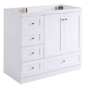 English Elm [cabinet Only] 36 Inch Shaker Bathroom Vanity with Soft Close Drawers and Enclosed Storage White N729P414617K