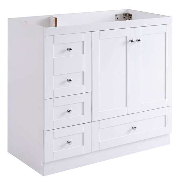 English Elm [cabinet Only] 36 Inch Shaker Bathroom Vanity with Soft Close Drawers and Enclosed Storage White N729P414617K