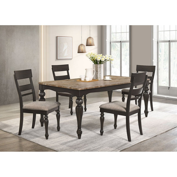 English Elm Kyle Brown 5-Piece Dining Set - Rustic Charm With Upholstered Seats & Classic Turned Legs For Comfort B062S01263