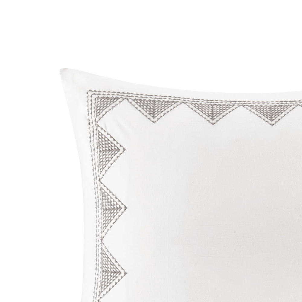 JLA Home INK+IVY - Cotton Isla Euro Sham with Geometric Embroidery, 26x26in Soft Antimicrobial White Accent Cover II11-550